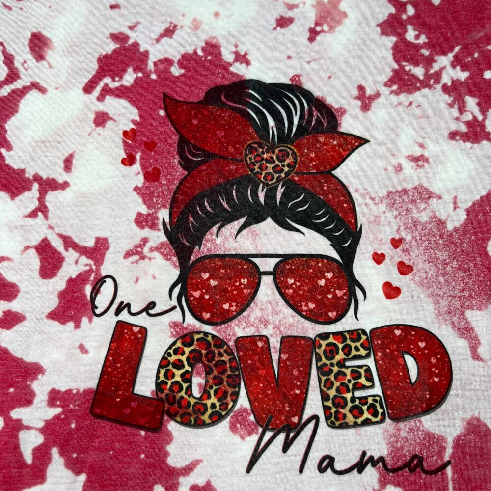 Valentine's Bleached Red Loved Momma Tee Small